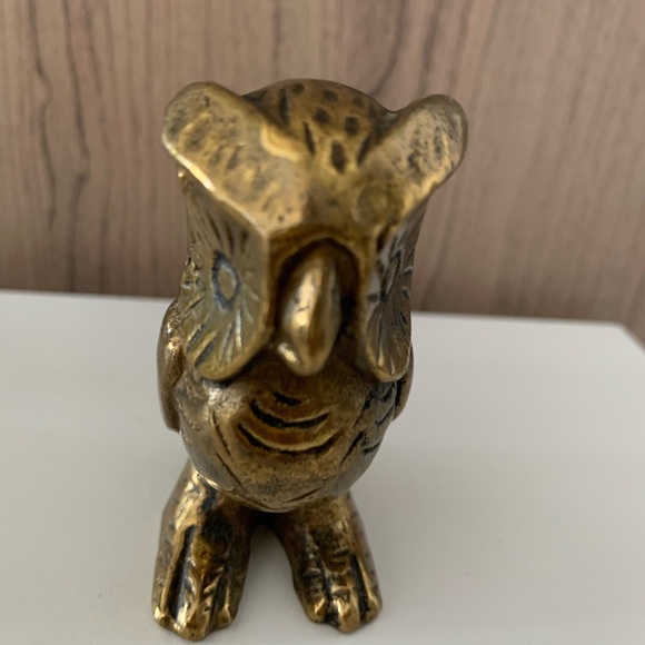 Vintage Cast Brass Horned Owl Statue Made in Canada - Picture 5 of 9